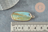 EP-Pendentif hexagone amazonite naturelle laiton doré 37mm,Pendentif bijoux pierre pour création collier, x1 G5174