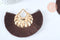 EP -Pendentif large pompon fil marron doré support doré,pendentif en fil sur support doré, 85-92mm, x 2, G4892