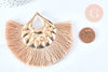 EP Pendentif large pompon fil rose beige support doré,pendentif en fil sur support doré, 85-92mm, x 2 G6839