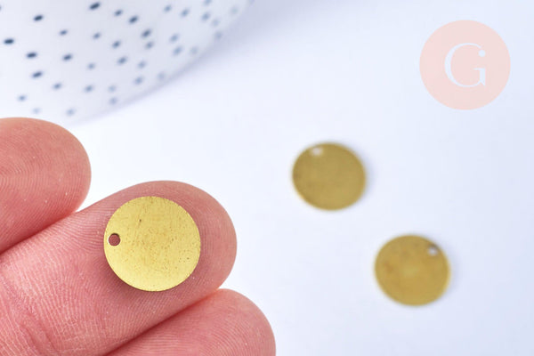 EP-Pendentif médaille ronde laiton brut 12mm x5 (G6508)