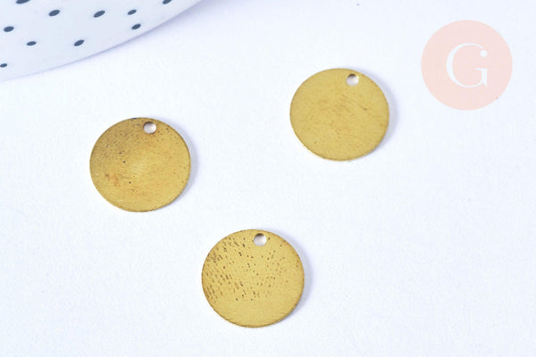 EP-Pendentif médaille ronde laiton brut 12mm x5 (G6508)