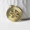 EP Pendentif médaille ronde trèfle quatre feuilles laiton doré 18K et zircons colorés,breloque laiton feuille, bijoux doré,21.5mm, x1 G4466