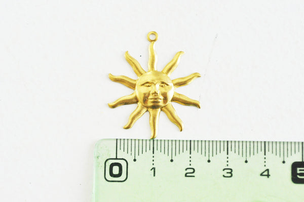EP-Pendentif médaille soleil laiton brut 24mm, x 2,G3425