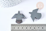 EP-Pendentif oiseau hématite de synthèse gris 39mm, pendentif , x1 G7969