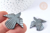 EP-Pendentif oiseau hématite de synthèse gris 39mm, pendentif , x1 G7969