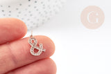 EP-Pendentif or rose esperluette cristal blanc laiton or rose,15mm, x1 G4667
