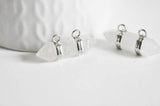 EP Pendentif pointe cristal argent double, pendentif pierre, support argenté, création bijoux, pierre naturelle, 32mm-G2303
