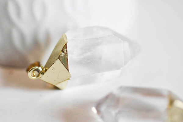 EP Pendentif pointe cristal transparent doré , x1 (G1034)