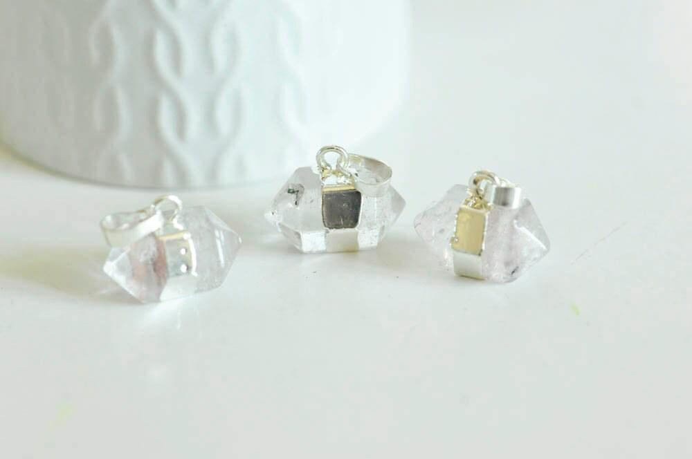 EP Pendentif pointe cristal transparent,fourniture créative,pendentif bijoux, pendentif pierre, pendentif cristal,pendentif argenté,22mm,G2484