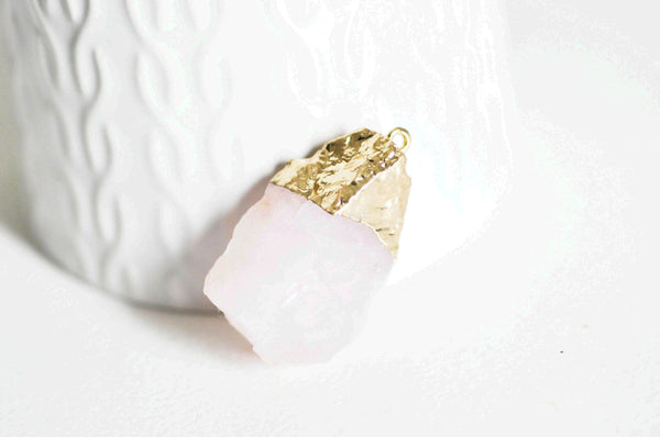 EP-Pendentif quartz rose naturel pierre brute, x1 (G0773)