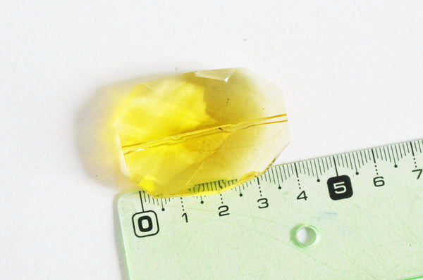 EP-Pendentif rectangle verre jaune facetté 42mm, x1,G3411