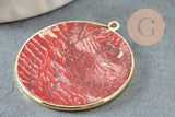 Pendentif rond jaspe rouge naturel 32mm, x1 (G3081)