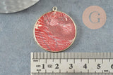 Pendentif rond jaspe rouge naturel 32mm, x1 (G3081)