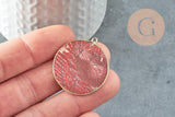 Pendentif rond jaspe rouge naturel 32mm, x1 (G3081)