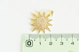 EP-Pendentif soleil laiton doré 18k zircon, pendentif en cristal pour création bijoux porte bonheur pour femme en zircon,27mm, x1 G5269