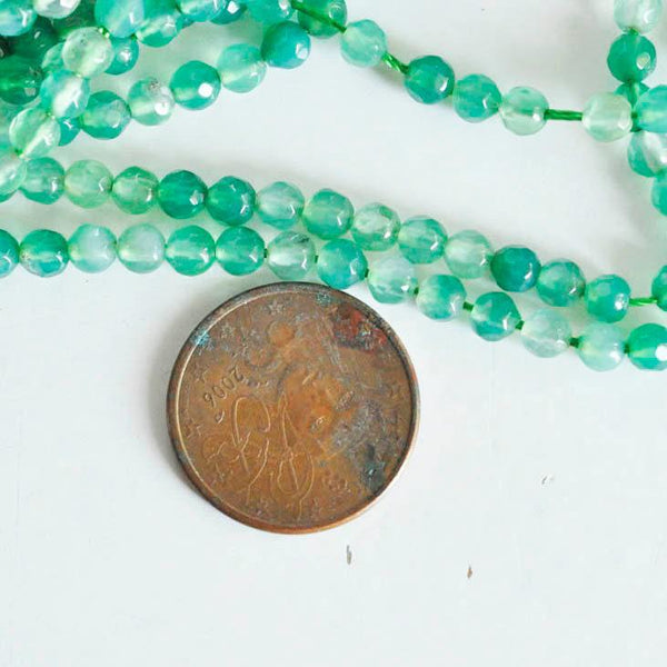 EP Perle agate verte naturelle 4mm, x1 fil de 90 perles (G0726)