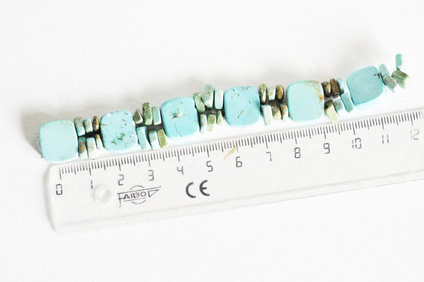 EP Perle carrée en turquoise naturelle 12x4mm, le fil-G1119