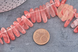 Perle cherry quartz, fournitures créatives,perle pierre,quartz Naturel, pierre précieuse,pierre naturelle,13-22mm fil de 60 perles, x1 (G1222)