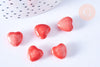 EP Perle coeur porcelaine rouge, perle céramique, fabrication bijoux amour et amitié, 12mm, x5 G3494