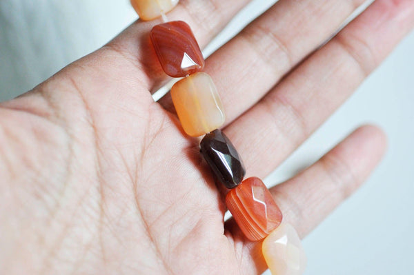 EP Perle cornaline orange naturelle rectangle, x1 fil de 13 perles (G1355)