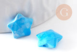 EP-Perle étoile howlite turquoise naturelle 30mm, x5 (G2397)