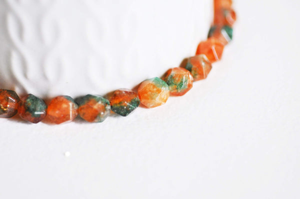 EP Perle jade orange facettes 8mm, x1 fil 45 perles (G3043)