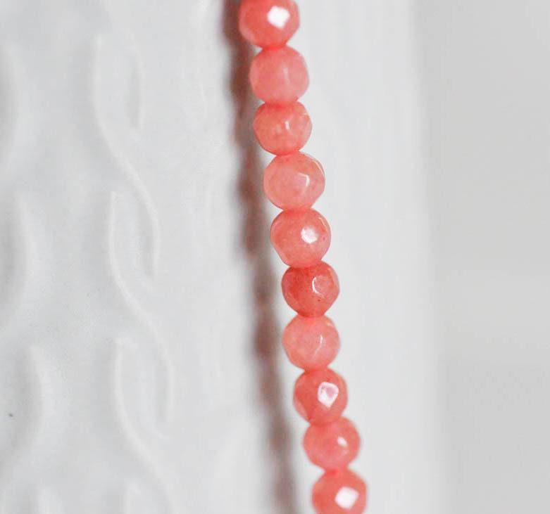 EP Perle jade rose rodochrosite, fourniture créative, perle jade,pierre naturelle,jade naturel,perle pierre,perle facette,4mm,fil de 91 perles