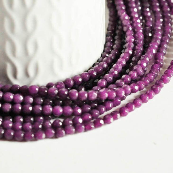 EP Perle jade violet, perle jade,pierre naturelle,jade naturel,perle pierre,perle facette,jade,4mm,fil de 90 perles-P03