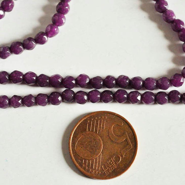EP Perle jade violet, perle jade,pierre naturelle,jade naturel,perle pierre,perle facette,jade,4mm,fil de 90 perles-P03