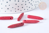 EP-Perle pointe howlite rouge fuchsia 20-25mm,perle pierre naturelle ,x10 (G7428)