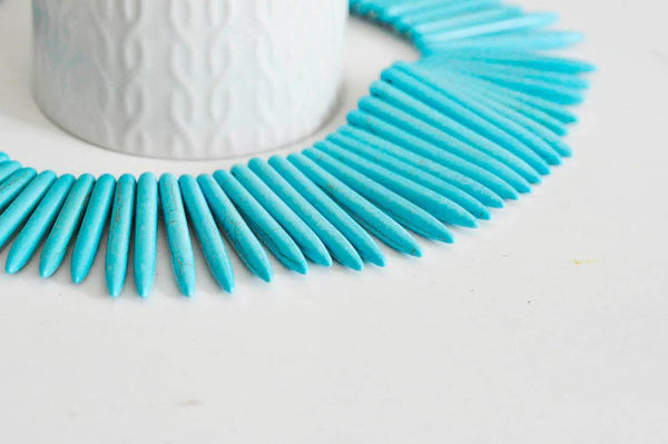 EP Perle pointe howlite turquoise de synthèse, x fil de 45 cm-G0045