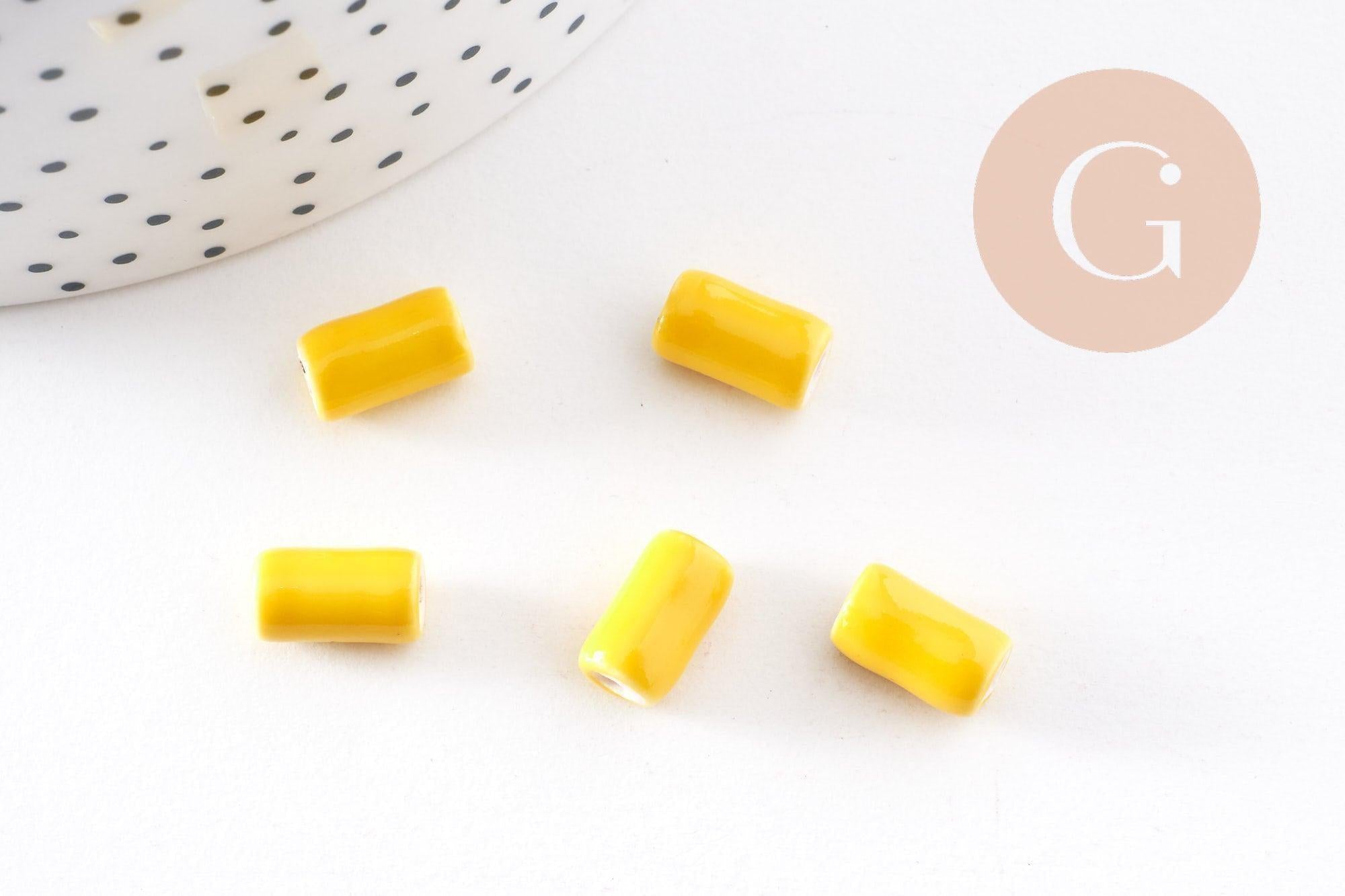 EP-Perle porcelaine jaune vif 10mm, x5 G3197