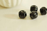 EP-Perle porcelaine noire striée 13mm, x5 G1888