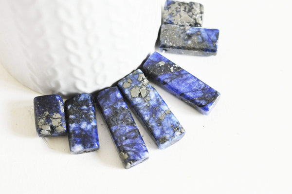 EP Perle rectangle lapis Lazulis naturel, pierre naturelle x7 (G4897)