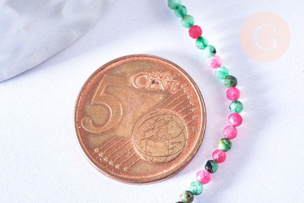 EP -Perle ronde rubis sur zoisite facetté 2mm, perle pierre naturelle, création bijou pierre naturelle,le fil de 39cm G6788