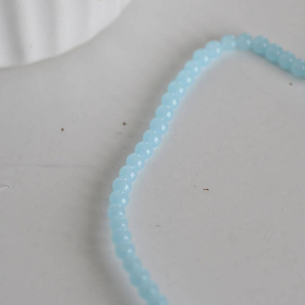 EP Perle ronde verre bleu 4mm, x1 fil 80 perles -G861