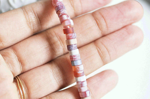 EP Perle rondelle heishi agate, perle agate création bijoux,agate naturelle, perle pierre, 6mm,création bijoux, fil de 115 perles