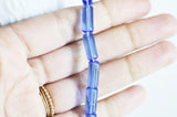 Perles Tube verre bleu roi 15x6mm, x1 fil de 12 perles (G3198)