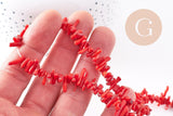 Perles bambou de mer teinté imitation corail rouge 4-20mm,perle en coquillage naturel, x1 fil de 38cm (G4709)
