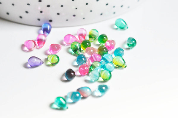 EP Perles cristal goutte MULTICOLORE 6-7mm, x 10 G4784