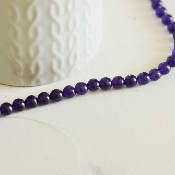 EP Perles jade violet foncé,perles rondes, jade violet,jade naturel, création bijoux, x 10,pierre naturelle,6mm-G894