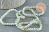 EP-Perles rondelles verre opaque facettées bleu pâle et doré 4x3mm, bijou fantaisie DIY, fil de 39cm, x1 G8264