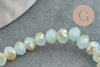 EP-Perles rondelles verre opaque facettées bleu pâle et doré 4x3mm, bijou fantaisie DIY, fil de 39cm, x1 G8264