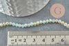 EP-Perles rondelles verre opaque facettées bleu pâle et doré 4x3mm, bijou fantaisie DIY, fil de 39cm, x1 G8264