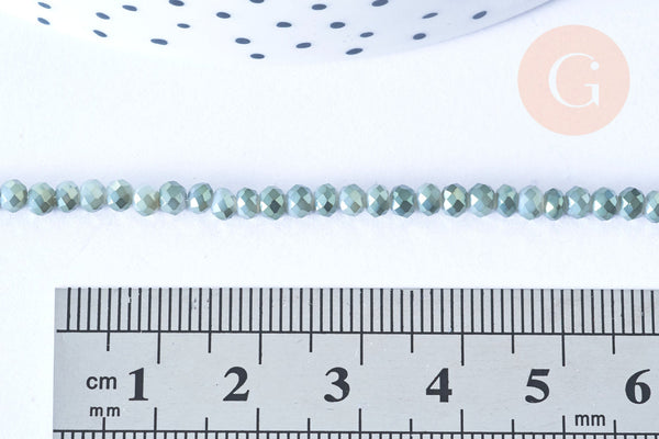 EP Perles toupies cristal bicolore vert irisé 3.5x2.5mm, perles bijoux, perle cristal,Perle verre facette,création bijoux, fil de 25cm G6753
