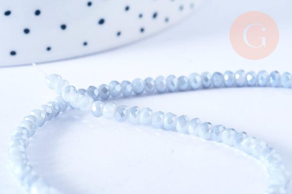 EP-Perles toupies cristal gris clair irisé 3.5x2.5mm, perles bijoux, perle cristal,Perle verre facette,création bijoux, fil 25.4cm G6755