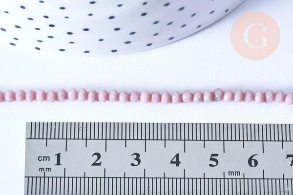 EP-Perles toupies cristal vieux rose 3.5x2.5mm, perles bijoux, perle cristal,Perle verre facette,création bijoux, fil 39.9cm G6765