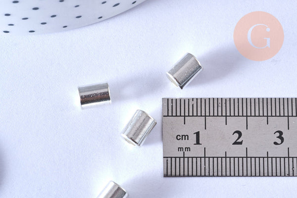 EP-Perles tube argentées zamac 8mm, x 20 (G0154)