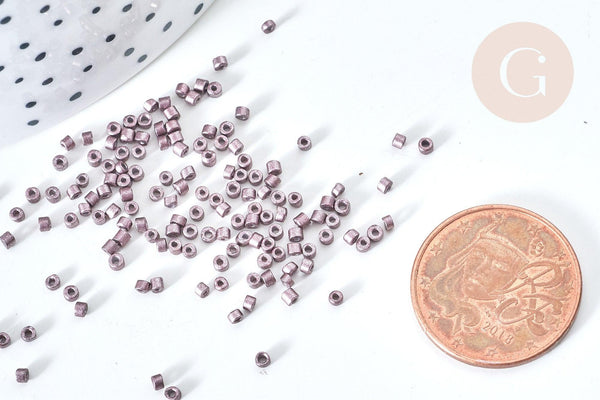 EP-Perles tube verre marron glacé métallisé mat façon Delica miyuki, x1 sachet de 8g (G7771)