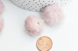 EP-Pompon fourrure rose support doré 21mm,décoration pompon imitation fourrure x2 G4496